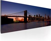 Schilderijen Op Canvas - Schilderij - Brooklyn Brug - panorama 120x40 - Artgeist Schilderij