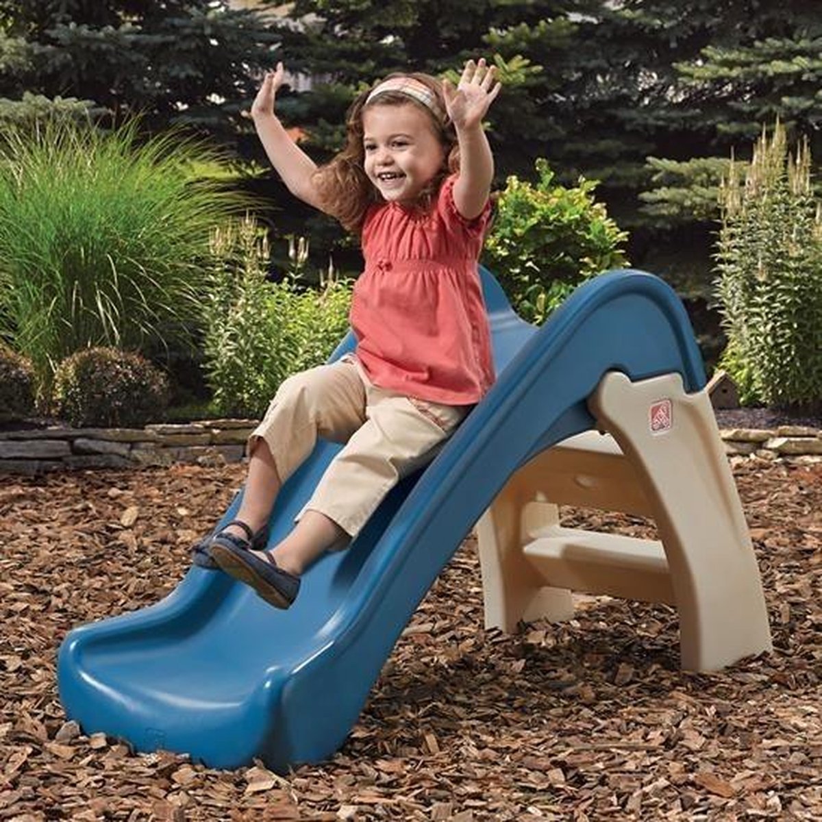 Step2 Play & Fold Jr. Glijbaan in blauw - Opvouwbare glijbaan voor peuter / kind van 1,5 tot 4 jaar - Plastic kinderglijbaan voor de tuin / buiten — afbeelding 9