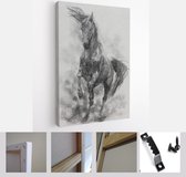 Charcoal painting of Horse on canvas , Draw animals , Beautiful portrait , realistic , emotions - Modern Art Canvas - Vertical - 1363068488 - 50*40 Vertical