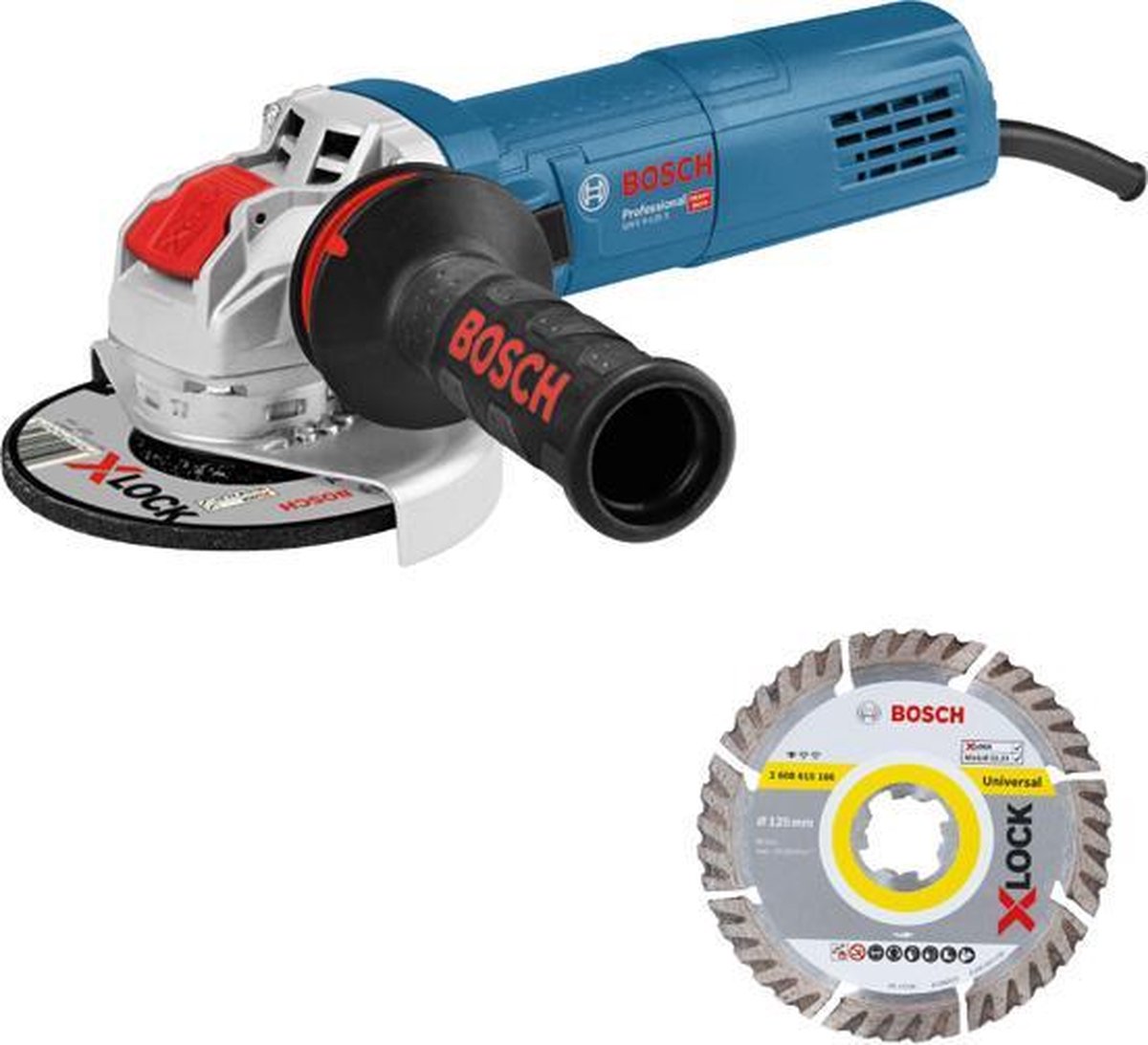 Bosch GWX 9-125 S X-LOCK Haakse slijper in koffer - 900W - 125mm - variabel