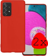 Samsung Galaxy A52s Hoesje 5G Rood Siliconen - Samsung Galaxy A52s Case Back Cover Rood Silicone - Samsung Galaxy A52s Hoesje Siliconen Hoes Rood - 2 Stuks