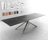 Eettafel Edge LaminamÂ® keramiek bruin 300x100cm middenvoet kruis zilver