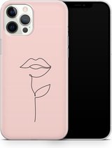 ShieldCase Lovely Lips geschikt voor Apple iPhone 12 / 12 Pro hoesje - lichtroze   + glazen Screen Protector