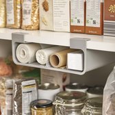 Joseph Joseph Keukenkastorganizer voor Aluminiumfolie, Huishoudfolie, Bakpapier en Zakjes – Ruimtebesparende Houder - Grijs - Medium