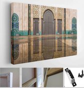 View of Hassan II mosque's big gate reflected on rain water - Casablanca - Morocco - Modern Art Canvas - Horizontal - 1013620303 - 115*75 Horizontal