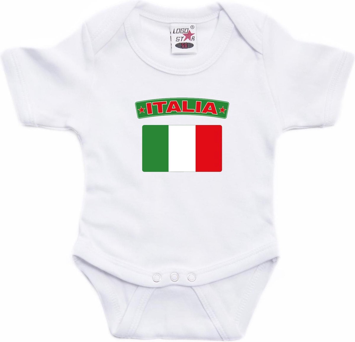 Italia baby rompertje met vlag - wit - jongens en meisjes - Kraamcadeau - Babykleding - Italie landen romper 56