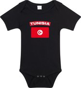 Tunisia baby rompertje met vlag zwart jongens en meisjes - Kraamcadeau - Babykleding - Tunesie landen romper 80 (9-12 maanden)