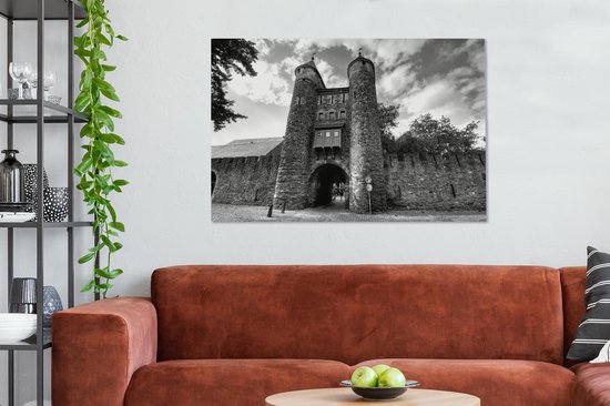 Peinture sur toile Helpoort à Maastricht - noir et blanc - 120x80 cm - Décoration murale