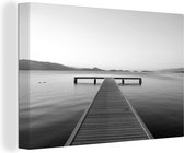 Tableau sur toile Vue d'une jetée - noir et blanc - 90x60 cm - Décoration murale