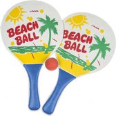 beachballset junior 34 cm hout blauw 3-delig