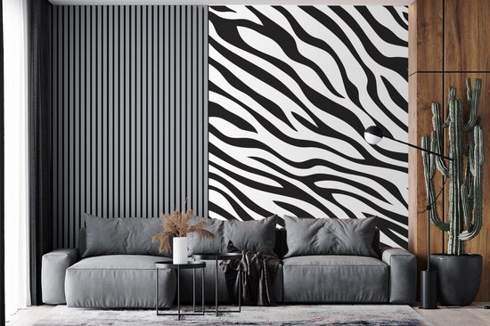 Papier peint - Papiers Papier peint photo Motifs - Zebra - Zwart - Wit - Largeur 190 cm x Hauteur 260 cm