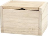 houten versierbare doos met opklapbaar deksel.
