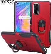 10 PCS Shield Armor PC + TPU-beschermhoes met 360 graden rotatieringhouder voor OPPO Realme Q2 / Realme V5 (rood)