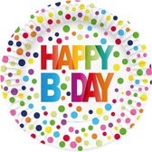 feestborden Happy Bday 23 cm karton 8 stuks