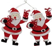 hanger kerstmannen 12 x 9 cm vilt wit/rood/zwart