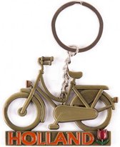 sleutelhanger fiets Holland 7 cm staal brons