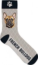 sokken Franse Bulldog polyester grijs maat 37-42