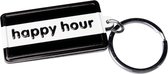 sleutelhanger Happy Hour 13,5 x 4,5 cm zwart/wit