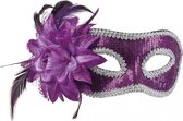 verkleedmasker Venice Fiore dames paars one size