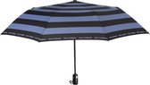 paraplu mini 98 cm automatisch strepen dames blauw/zwart