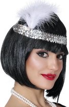 hoofdband charleston 20 cm veren zilver