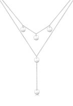 Elli Dames Halsketting Dames Y-Ketting Geo Laagje Cirkel Plaatje in 925 Sterling Zilver