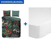 Luxe Zachte Dekbedovertrek Tweepersoons - Lits Jumeaux - 240x200/220cm - Inclusief 2 Kussenslopen - 100% Versterkt Katoen - Funky + Zachte Katoenen Hoeslaken -160x200cm - Wit