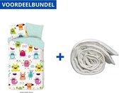 Dekbedovertrek voor Kinderen - Eenpersoons - 140x200/220cm - Inclusief 1 Kussensloop - 100% Versterkt Katoen - Booh + Wasbaar Microfiber Dekbed - 140x200cm - Wit