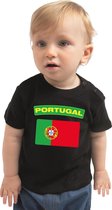 Portugal baby shirt met vlag zwart jongens en meisjes - Kraamcadeau - Babykleding - Portugal landen t-shirt 80 (7-12 maanden)