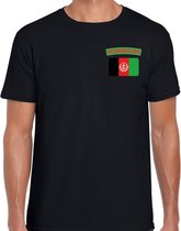 Afghanistan t-shirt met vlag zwart op borst voor heren - Afghanistan landen shirt - supporter kleding L