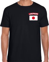 Japan t-shirt met vlag zwart op borst voor heren - Japan landen shirt - supporter kleding L