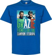 Grazie Gemelli Vialli & Mancini T-Shirt - Blauw - 4XL