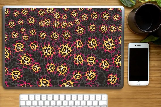 Sticker pour ordinateur portable - 17,3 pouces - Design léopard - Jaune - Rose - 40x30cm - Autocollants pour ordinateur portable - Skin pour ordinateur portable - Housse