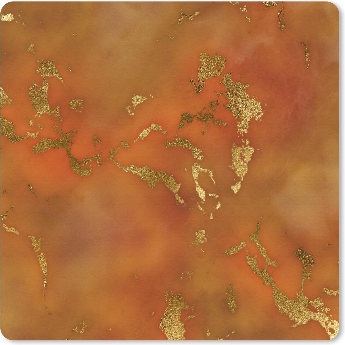 Muismat 20x20 cm - Mousepad Marmer - Goud - Oranje - Muismatten