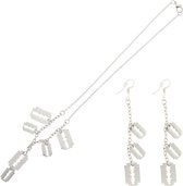 Zac's Alter Ego Oorbellen Dangling Earrings & Multi Blade Chain Zilverkleurig