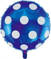 folieballon stippen 46 cm donkerblauw/wit