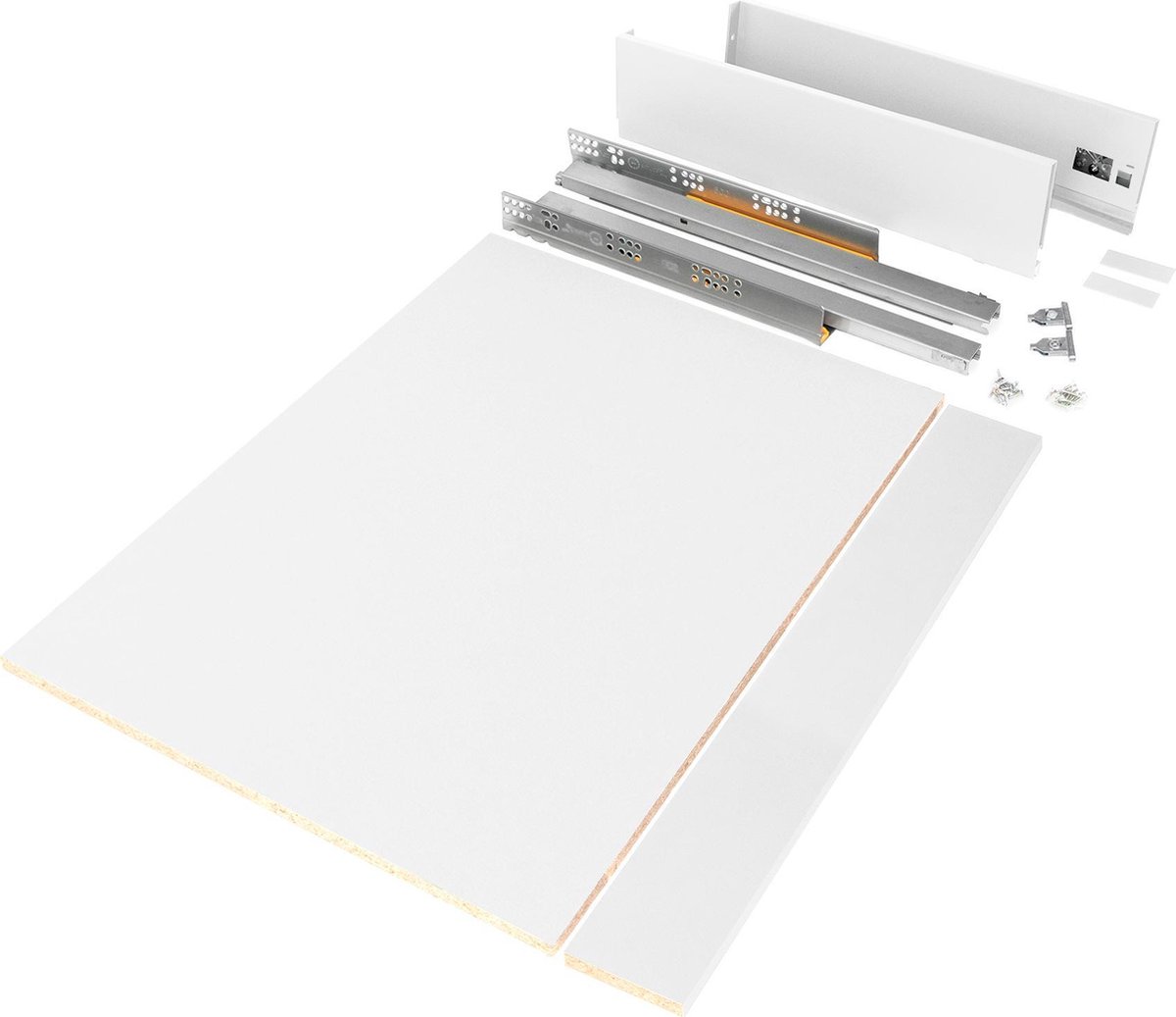 Emuca Set lade Vertex voor keuken of bad inclusief panelen, zacht sluiten, 500x93mm, module 900mm, staal, wit