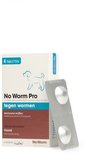 Verpakking No Worm Pro tabletten (4 stuks) en blisterverpakking met 2 tabletten voor honden.