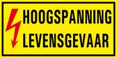 Hoogspanning levensgevaar bord met tekst - kunststof 100 x 50 mm