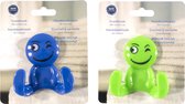 Handdoekhaakje - 2 stuks - Smiley - Groen en Blauw - met Zuignap