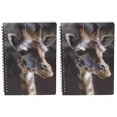 2x stuks giraffe schrift 3D 21cm - opschrijfboekjes/notitieboekje/school schriften