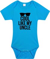 Cool like my uncle tekst baby rompertje blauw jongens - Cadeau oom rompertje - Babykleding 80 (9-12 maanden)