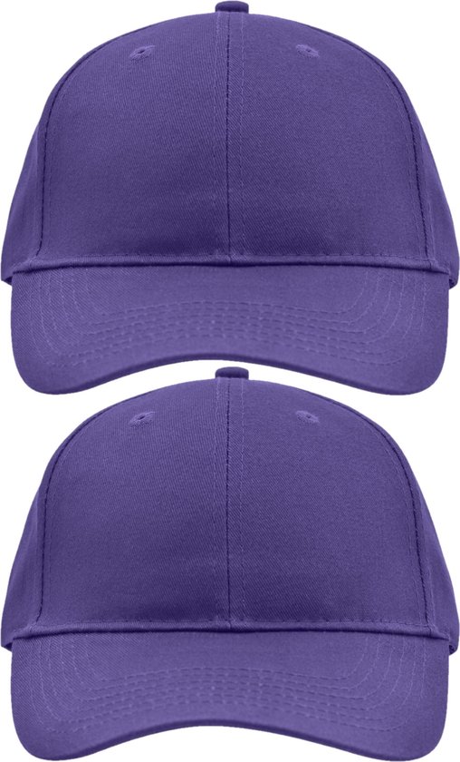 2x morceaux de casquettes/casquettes violettes de baseball à 6 panneaux