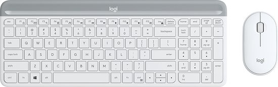 Foto: Logitech mk470 slim combo draadloos toetsenbord en muis qwerty wit