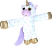 knuffel unicorn 20 cm pluche wit/goud/paars