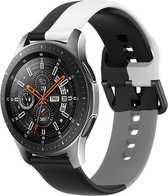 Siliconen Smartwatch bandje - Geschikt voor Strap-it Samsung Galaxy Watch 46mm triple sport band - zwart-wit-grijs - Strap-it Horlogeband / Polsband / Armband