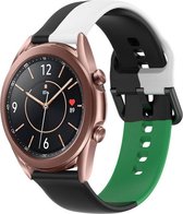 Siliconen Smartwatch bandje - Geschikt voor  Samsung Galaxy Watch 3 41mm triple sport band - zwart-wit-groen - Strap-it Horlogeband / Polsband / Armband