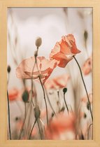 JUNIQE - Poster in houten lijst Sunkissed Flowers 1 -40x60 /Grijs &
