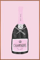 JUNIQE - Poster met kunststof lijst Champagne -20x30 /Roze & Zwart