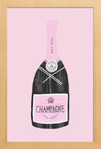 JUNIQE - Poster met houten lijst Champagne -13x18 /Roze & Zwart